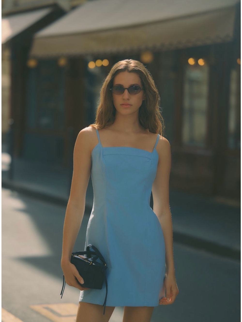 Anthropologie Light Blue Apron Mini Dress